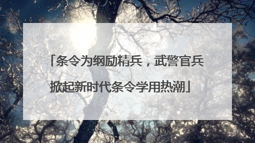 条令为纲励精兵，武警官兵掀起新时代条令学用热潮